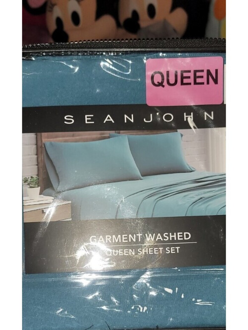 SEAN JOHN GARMENT WASHED BLUE FLAT SHEET ONLY - QUEEN -102"x90"